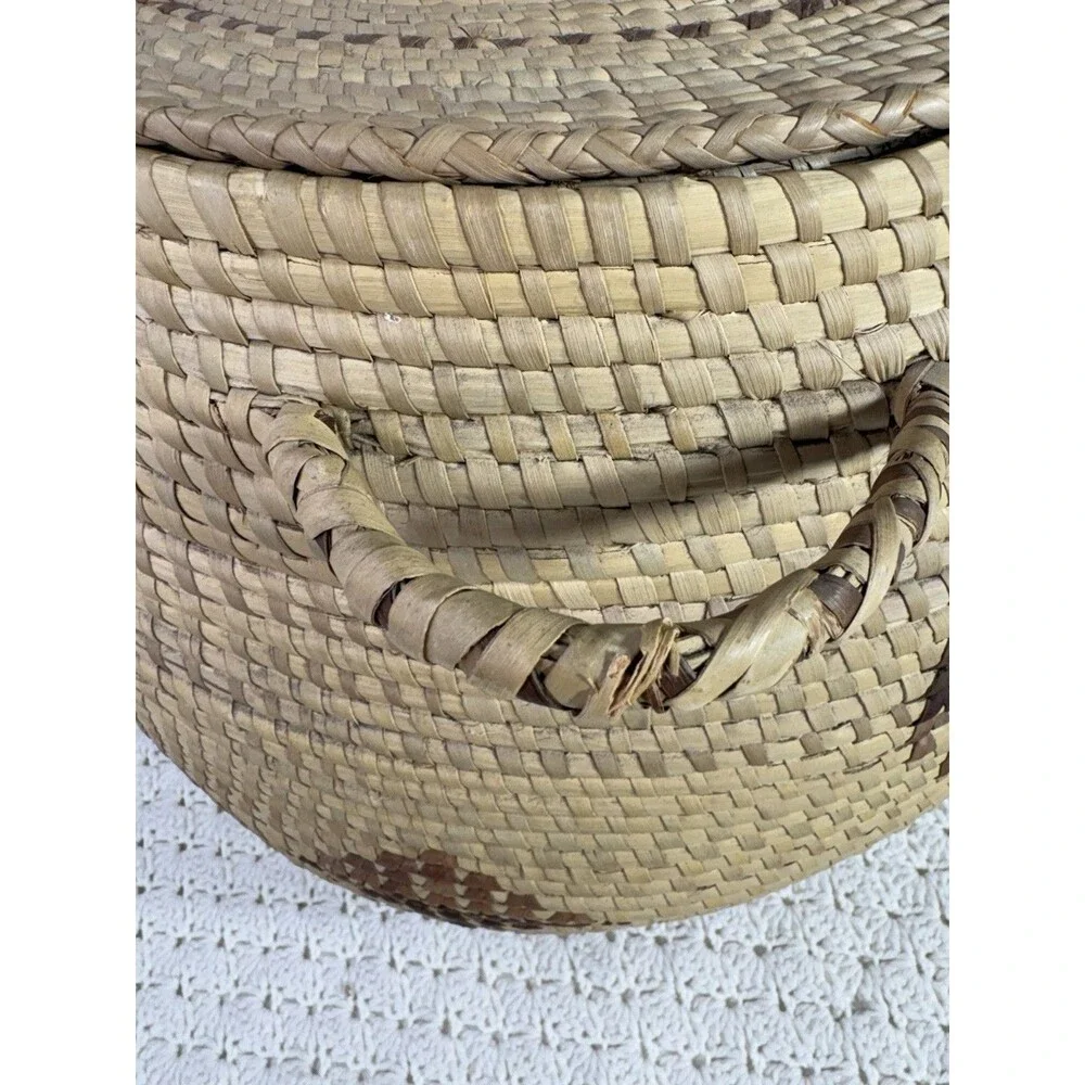 Large Native American Tohono O’odham Papago Style Basket With Lid 15” X 18”